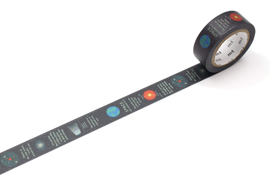 mt Washi Japanese Masking Tape , 15mm x 7 mtrs Shade - Space Infographic