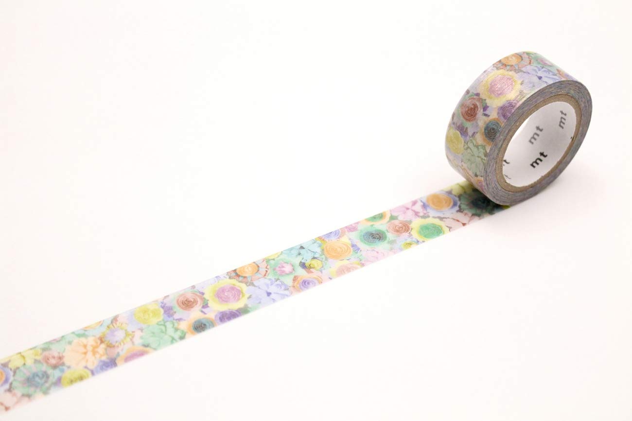 mt Washi Japanese Masking Tape Pearl Designs , 15 mm x 5 mtrs Shade - Quilling Flowers, ( Pack Of 1 )