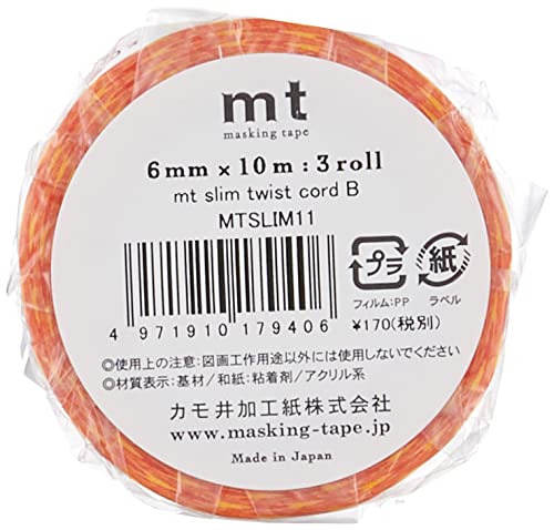 mt Washi Japanese Slim Masking Tape , 6 mm x 10 mtrs Shade - Twist Cord B, ( Pack Of 3 )