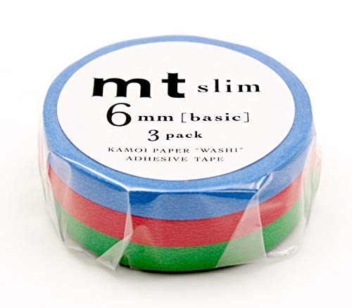 mt Washi Japanese Slim Masking Tape , 6 mm x 10 mtrs Shade - H, ( Pack Of 3 )