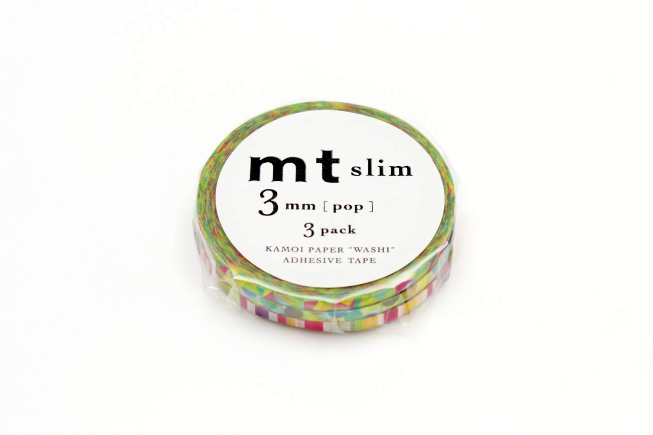 mt Washi Japanese Slim Masking Tape, Shade -POP, 3 mm x 10 mtrs (Pack of 3)