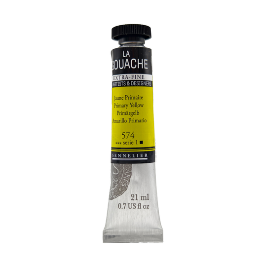 Sennelier Extra Fine Gouache Tube (21ml-0.7 fl oz) Primary Yellow - S1 | Ideal for Watercolor and Mixed Media Paper Pads also with Primed Canvas,Illustration boards