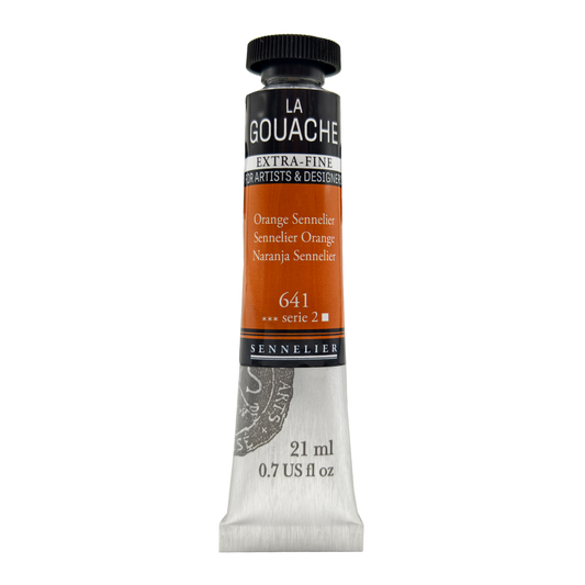 Sennelier Extra Fine Gouache Tube (21ml-0.7 fl oz) Sennelier Orange - S2 | Ideal for Watercolor and Mixed Media Paper Pads also with Primed Canvas,Illustration boards