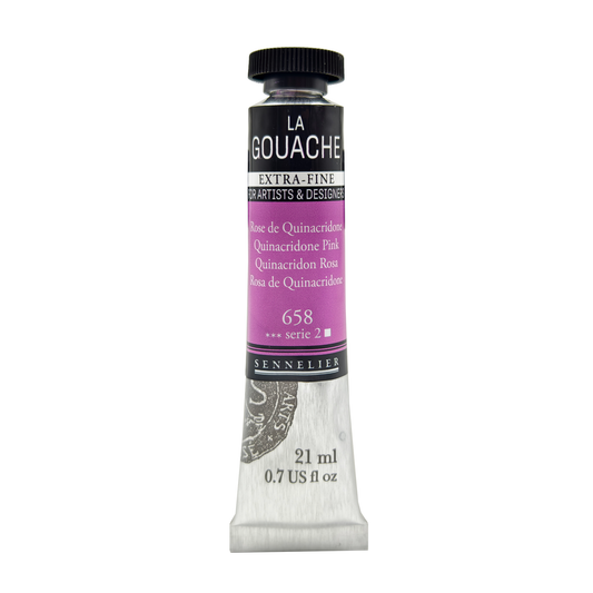 Sennelier Extra Fine Gouache Tube (21ml-0.7 fl oz) Quinacridone Pink - S2| Ideal for Watercolor and Mixed Media Paper Pads also with Primed Canvas,Illustration boards
