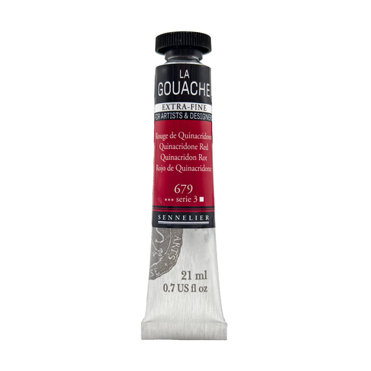 Sennelier Extra Fine Gouache Tube (21 ml-0.7 fl oz) Quinacridone Red (Primary Red) - S3| Ideal for Watercolor and Mixed Media Paper Pads also with Primed Canvas,Illustration boards