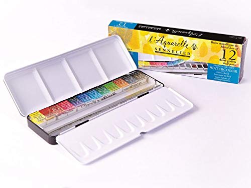 Sennelier Artist Watercolour Half pan Set Sennelier Aquarelle 12 Half pan