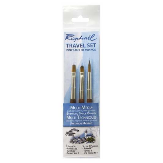 Raphael Mini Precision Soft Synthetic Travel Brush - Size (Round -1, Flat -1 & Filbert -1)