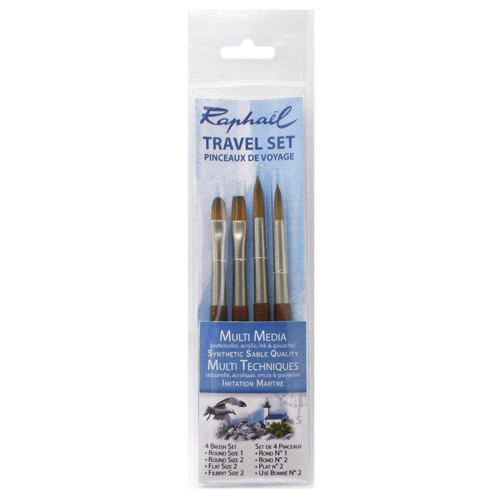 Raphael Mini Precision Soft Synthetic Travel Brush - Size (Round -1, 2, Flat -2 & Filbert -2)