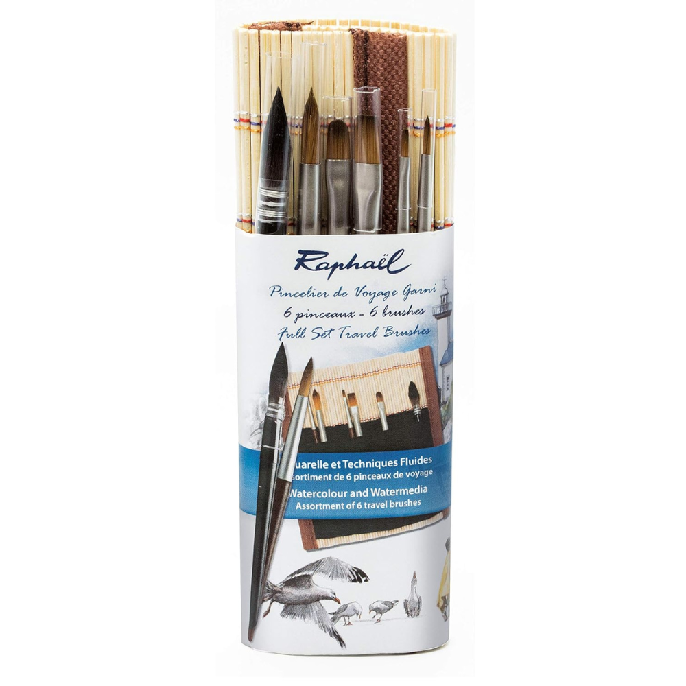 Raphael Mini Travel Brush Set in Bamboo Wrap