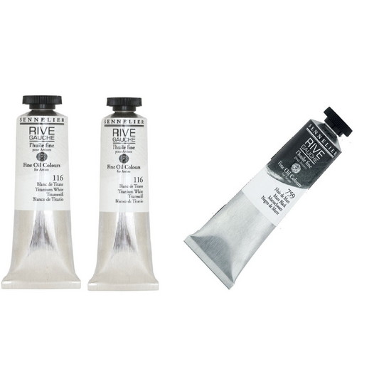 Sennelier Rive Gauche Artist Oil Color 40 ml Combo Pack (2 White and 1 Black)