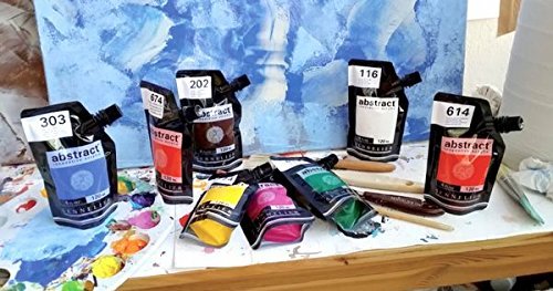 Sennelier Abstract Acrylic Artist Paint Pouch 120 ml Combo Pack ( Contains 2 Titanium White and 1 Mars Black)