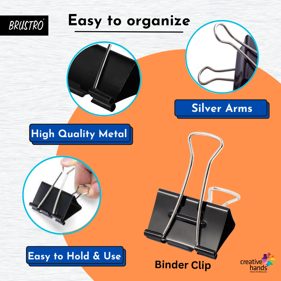 Brustro Clip Box Set of 56 Binder Clips and 120 Paper Clips, Stationery Binding Supplies for Loose Papers, Files, DIY, Office and School Use