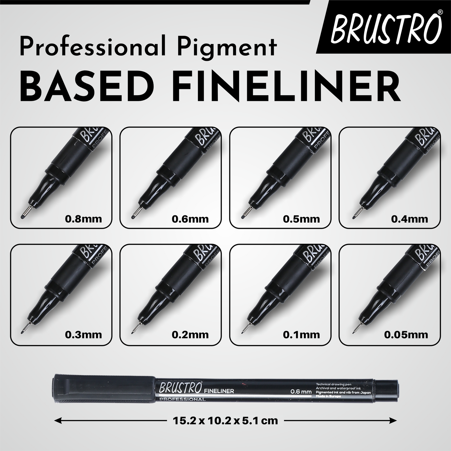 Brustro Professional Pigment Based Fineliner Box of 10 (tip sizes of 0.5 mm, Green)