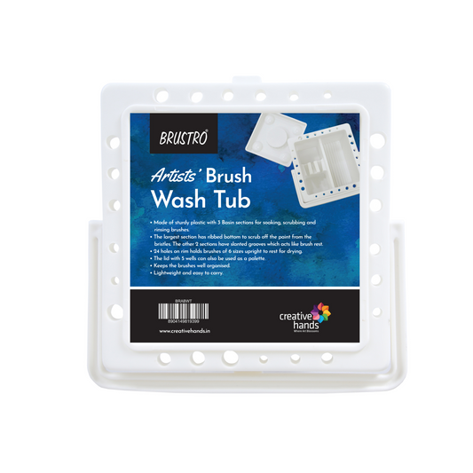 Brustro Artists Paint Brush Cleaning Wash Tub - (20L x 10W x 20H CM) | 2 Sectioned Water Chamber (9CM Depth), Multi Purpose, Graduated Ribs, Ideal for Oil, Acrylic, Watercolour.