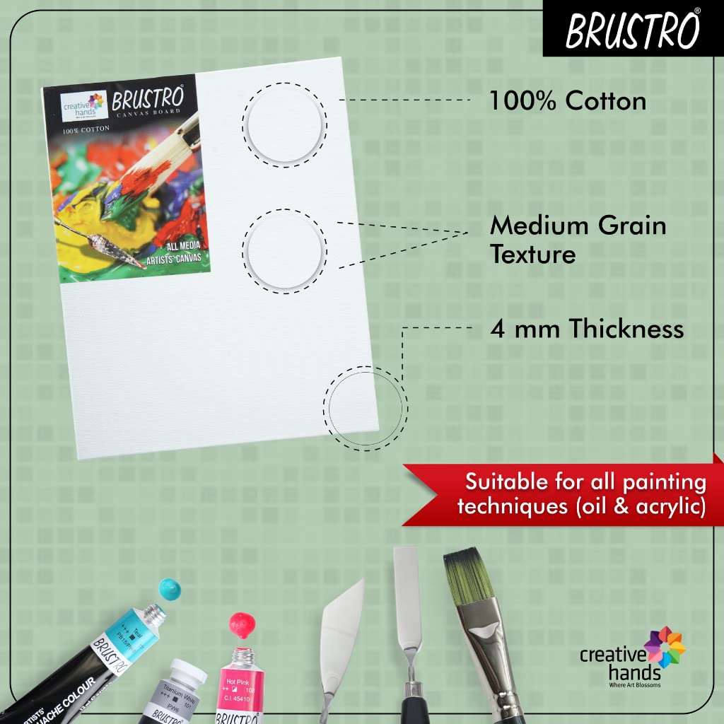 Brustro Artists Canvas Board Medium Grain, 20"x24" (Pack of 4)
