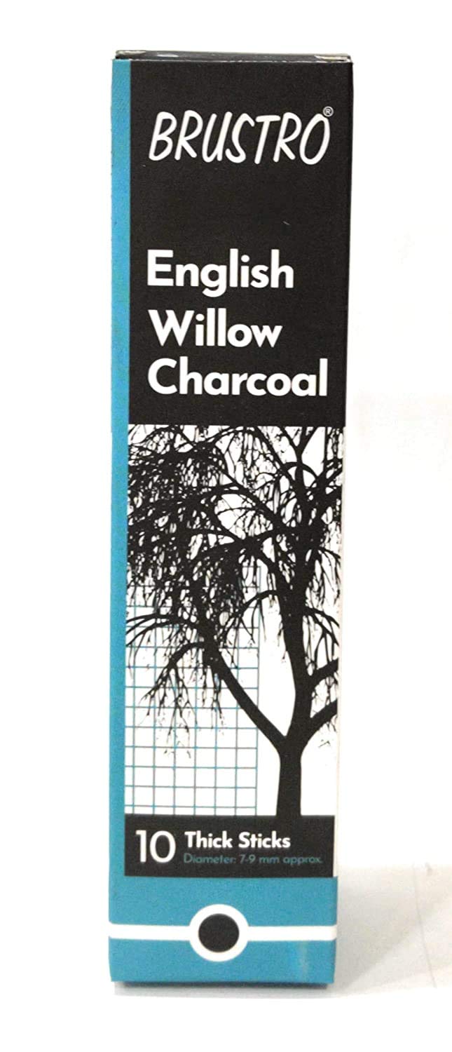 Brustro English Willow Charcoal Thick (10 Sticks) Free, Brustro Kneadable eraser Worth Rs. 36)