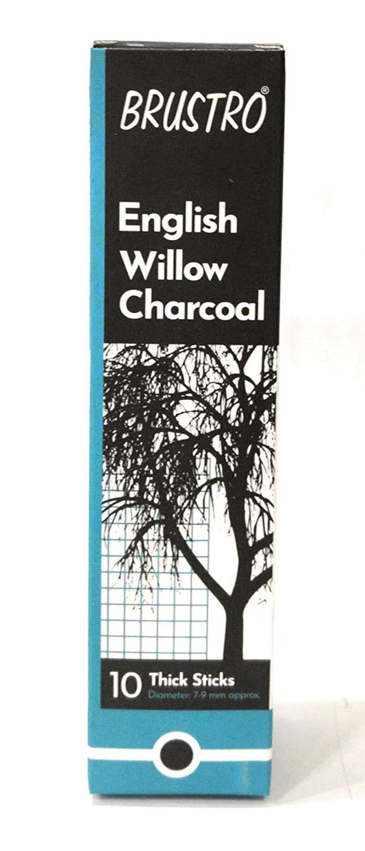 Brustro English Willow Charcoal Thick (10 Sticks) Free, Brustro Kneadable eraser Worth Rs. 36)