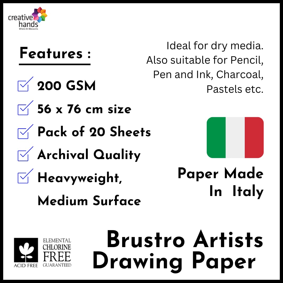 Brustro Artists' Drawing Paper 200 gsm 56 x 76 cm (20 sheets)