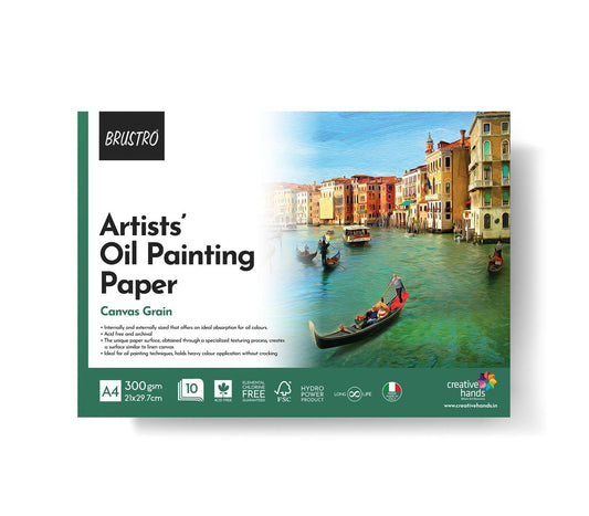 BRUSTRO Artists' Oil Painting Paper 300 GSM A4 Glued Pad 10 Sheets