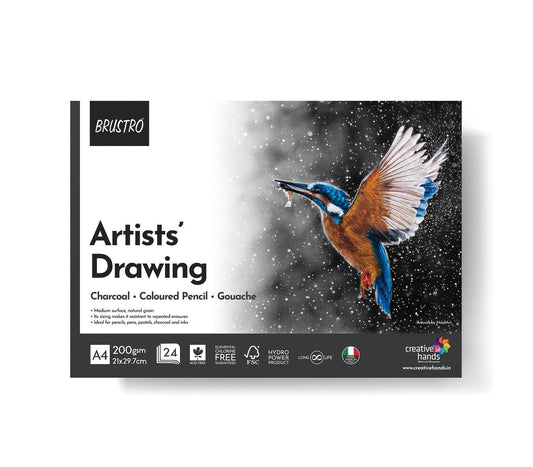 BRUSTRO Artist Drawing Glued Pad, 200 GSM, A4-24 Sheets