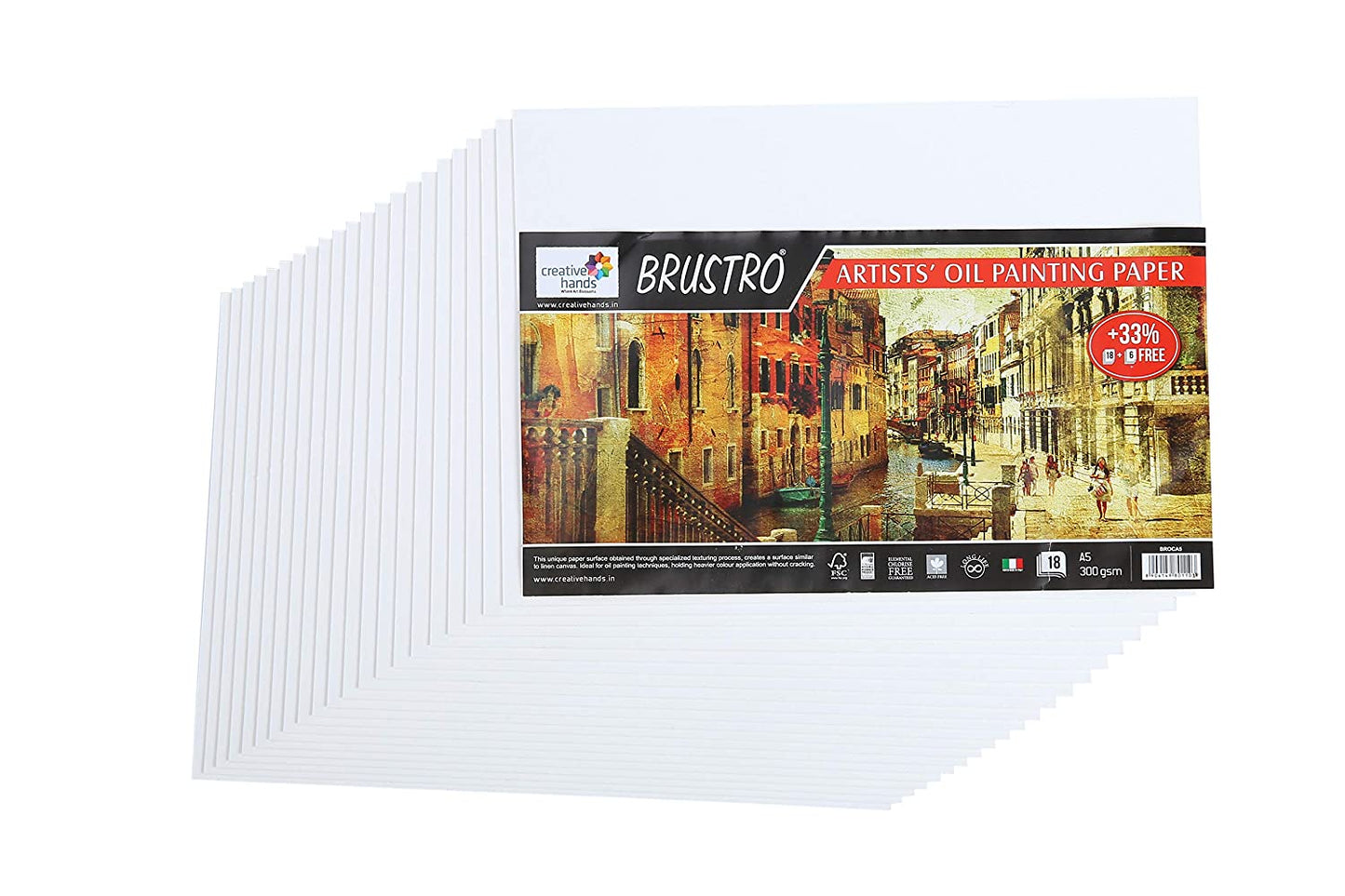 Brustro Artists' Oil Painting Papers  300 GSM A5 (Contains 18 + 6 Free Sheets)