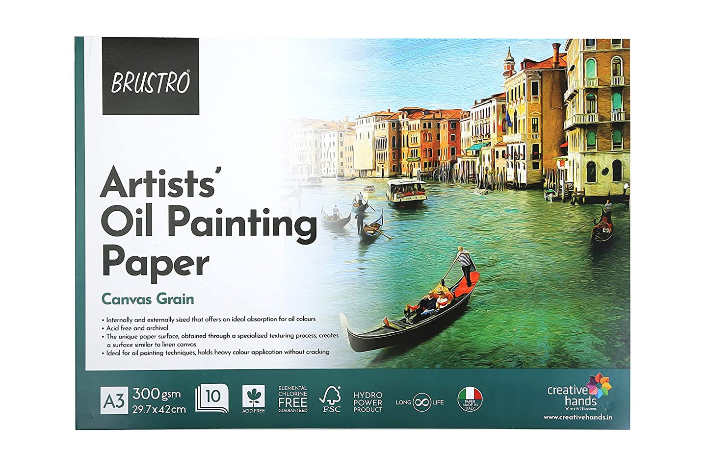 BRUSTRO Artists' Oil Painting Glued Pad 300 GSM A3-10 Sheets
