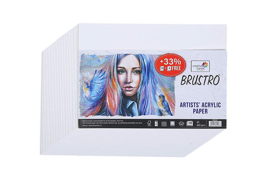 Brustro Artists' Acrylic Paper 400 GSM A5 Contains 18 + 6 Sheets)