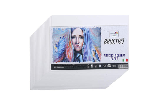 Brustro Artists' ACRYLIC Paper 400GSM 30 SHEETS. Size 10 X 14 cm