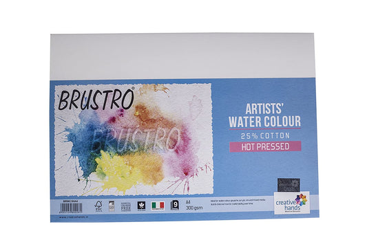 Brustro Watercolour Papers 25% Cotton HP 300 GSM A4 2 Packets (Each Pack contains 9 Sheets)