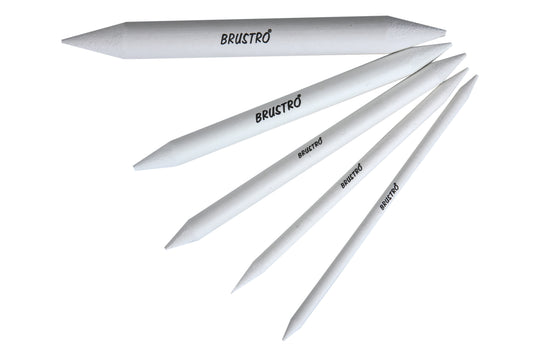 BRUSTRO Blending Stump | Set of 5 | White | Both End Pointed, Ideal for Students, Artist, Charcoal, Sketch, Drawing Tools, Smooth Blending , Mixing &Shading