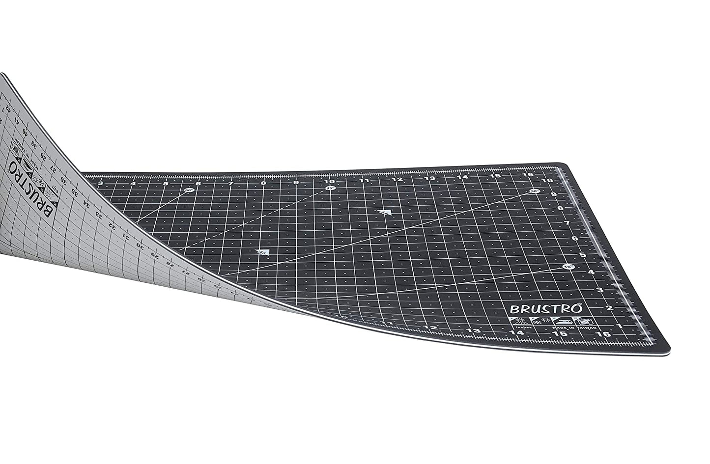 BRUSTRO A3 Double Sided Self Healing Eco Friendly 5 Layers Cutting Mat Metric/Imperial 45cm x 30cm Black