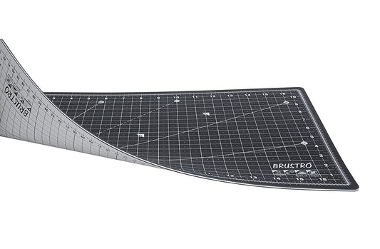 BRUSTRO Double Sided Self Healing 5 Layers Cutting Mat Metric/Imperial | A3, 45 x 30 cm, Black | Eco Friendly, Heavy Duty, Multi Layer, Non Slip, Non Reflective, Ideal for Creafting, Cutting Papers.