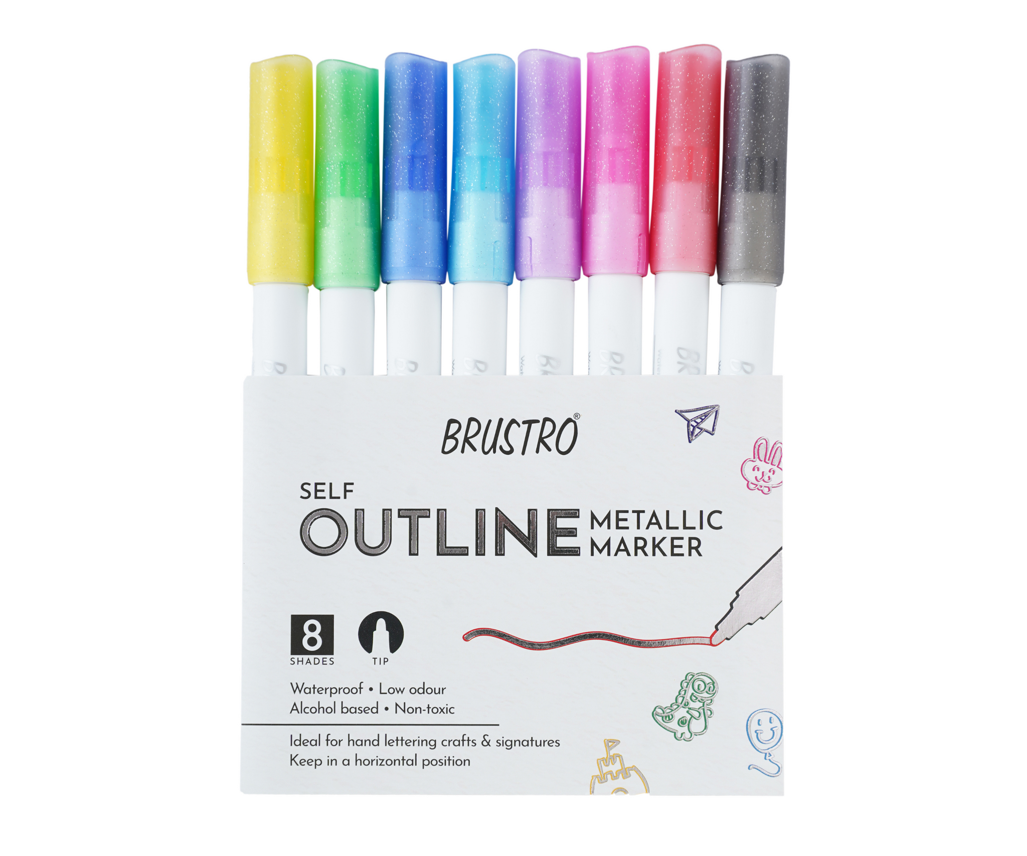 BRUSTRO Self Outline Metallic Marker Set Of - Main Image