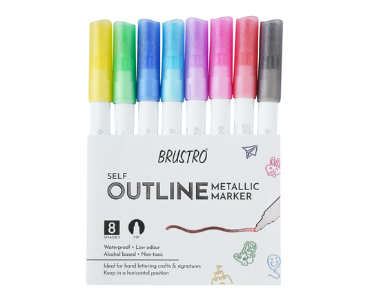 BRUSTRO Self Outline Metallic Marker Set Of 8