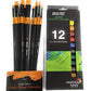 BRUSTRO Artists Acrylic Colour - 12ML, Set of 12 Tubes with Artists Gold TAKLON - Set of 10 Brushes Oil and Watercolour (Multicolour)