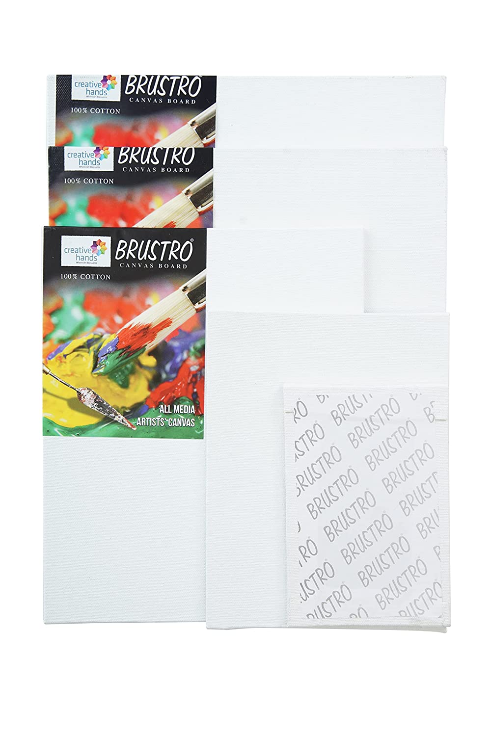 Brustro 100% Cotton Canvas Board Medium Grain 10X14 (Pack of 4) -  Creative Hands