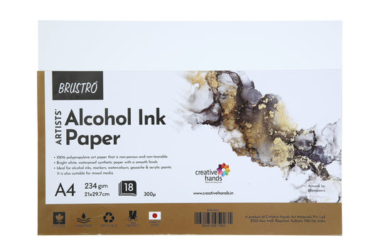 Brustro Artists Alcohol Ink Paper 234 GSM, 300 Micron, Size - A4 (Pack of 18 Sheets)