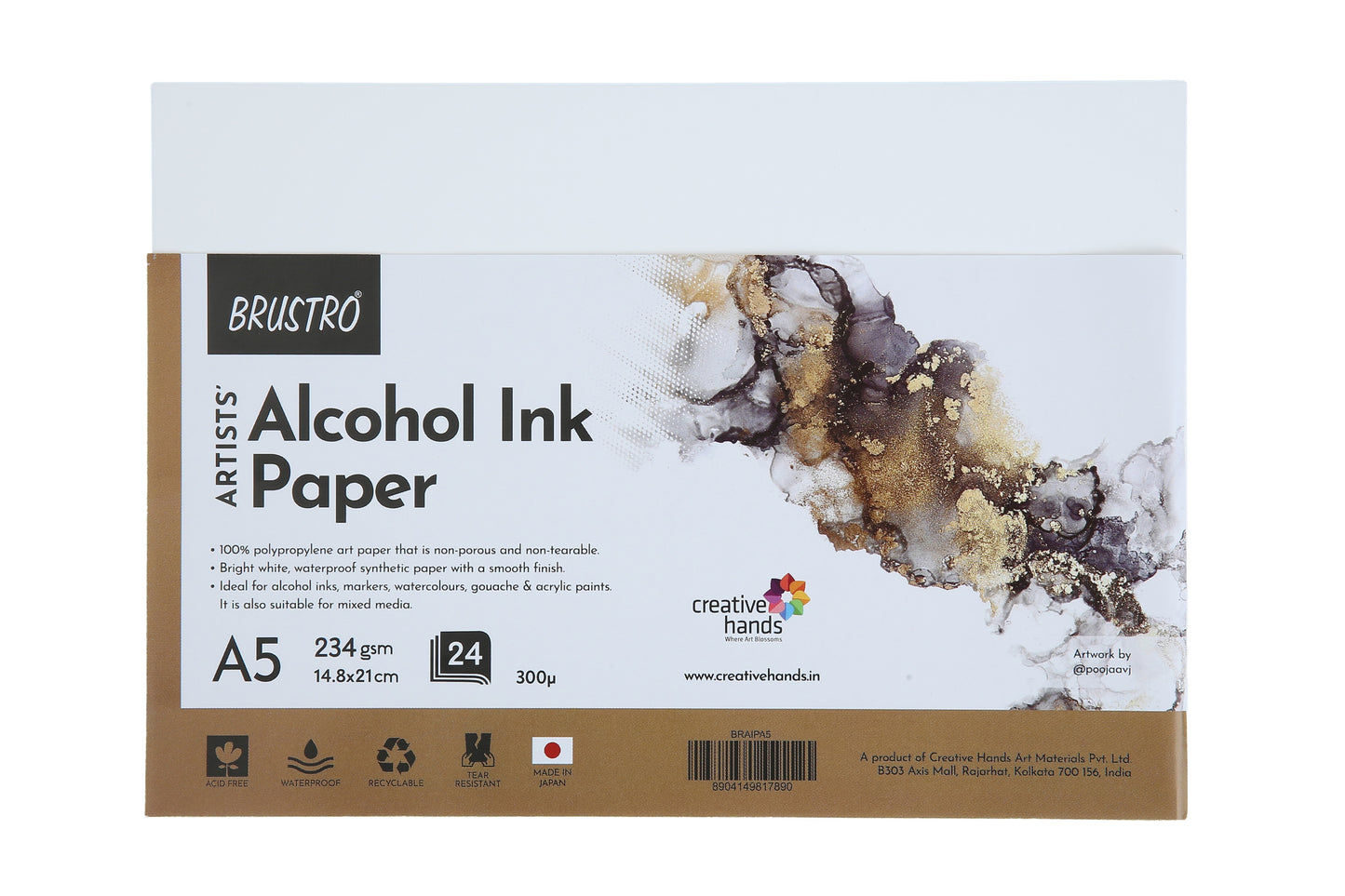 Brustro Artists Alcohol Ink Paper 234 GSM, 300 Micron, Size - A5 (Pack of 24 Sheets)