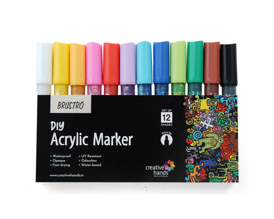 Brustro (DIY) Acrylic Marker Set of 12 Vibrant Colours