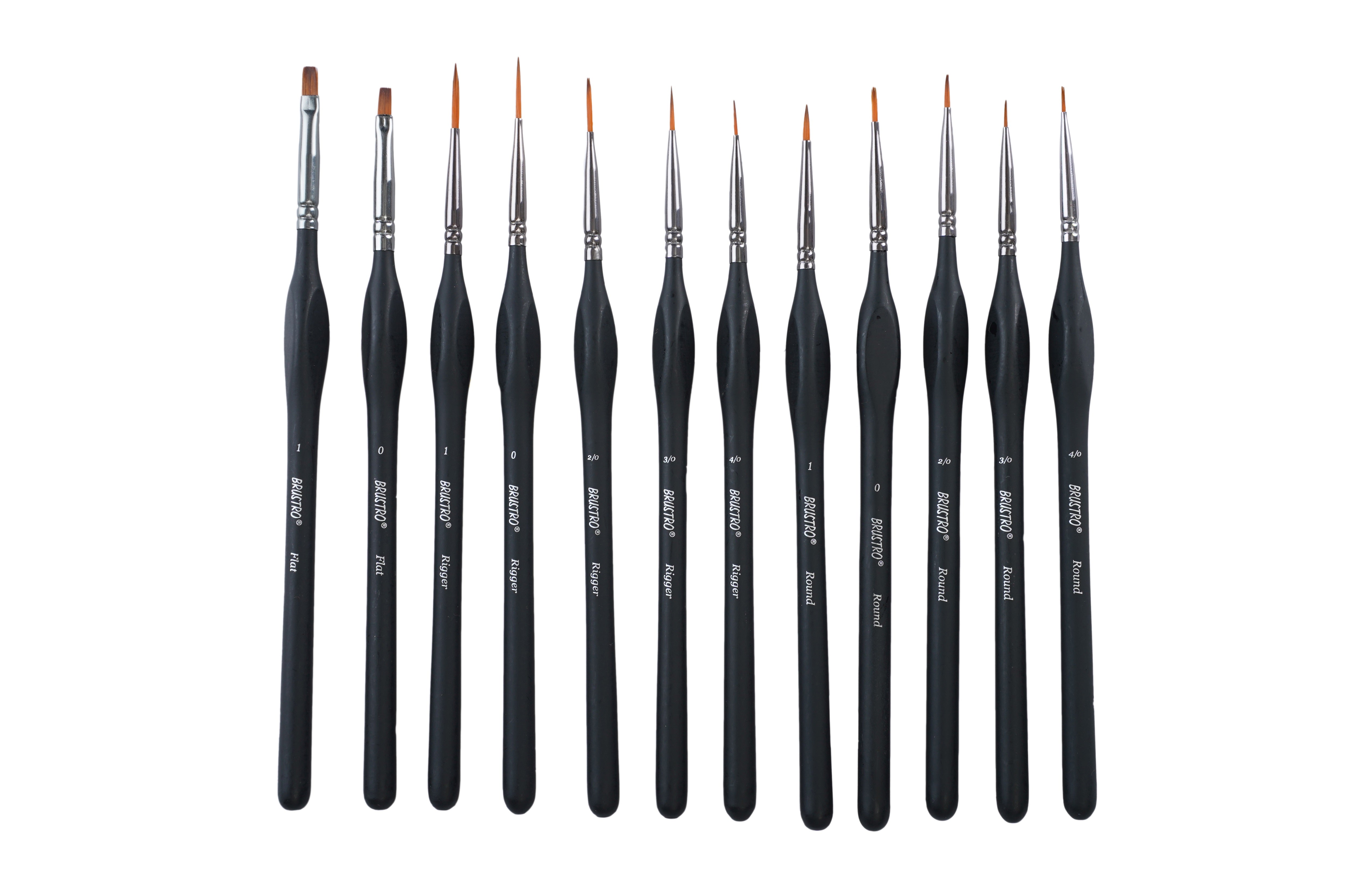 BRUSTRO Artists Miniature Brush Set - 12 Brushes with Free Brush Holder ...