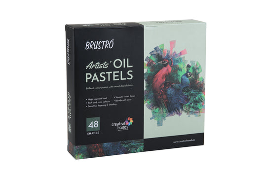 BRUSTRO Artists Oil Pastels | 48 Shades | Smooth, Multicolor, Intermixing, Bright and Intense Colours | Ideal for Students, Professionals, Non-Toxic, Safe for Childrens, School.