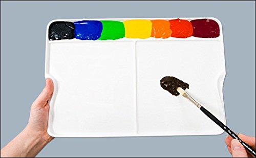 BRUSTRO Artists’ Rectangular Peel Off Painting Palette for Oil, Acrylic, Watercolour and Gouache with 3 mixing areas 34x20cm