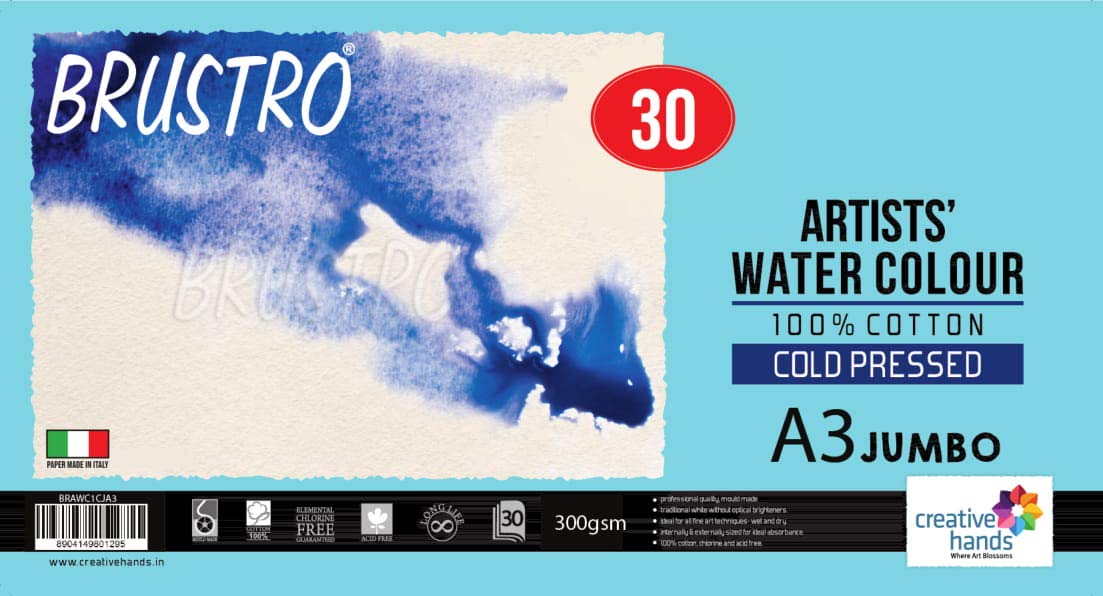 Brustro Artists' WC 100% Cotton CP 300gsm Jumbo - A3 (30 Sheets)