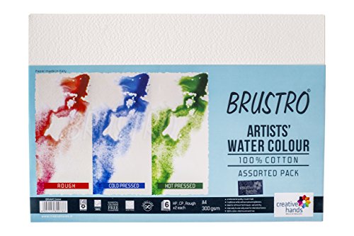 Brustro Artists’ Watercolour Papers 300 GSM A4 Assorted (HP, CP, Rough – 3×2 each)