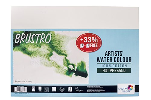 Brustro Artists Watercolor 100% Cotton 300GSM Hot Pressed A3 (Pack of 4+1)