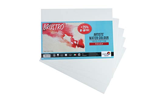 Brustro 100% Cotton Artists’ Watercolour Paper 300 GSM Rough A3 (Pack of 4+1 free)