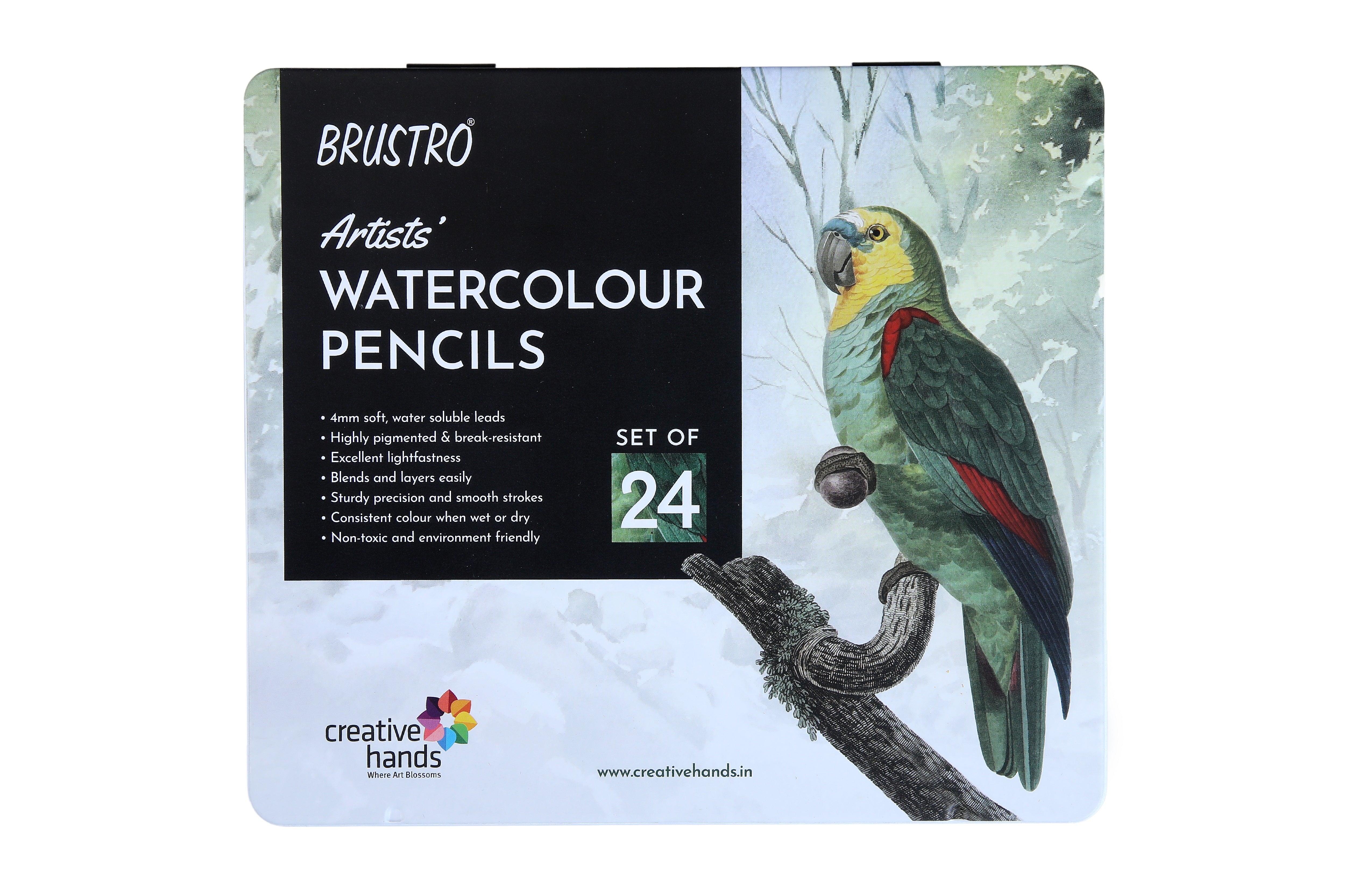 BRUSTRO Artists Watercolour Pencil |Set of 24 (in Elegant tin Box)|Ide ...