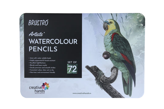 Brustro Artists Watercolour Pencils | Set of 72 Colors in Elegant tin Box |4mm Leads, Non-toxic, Break-resistant, water soluble, Suitable for Blending, Layering, Painting.