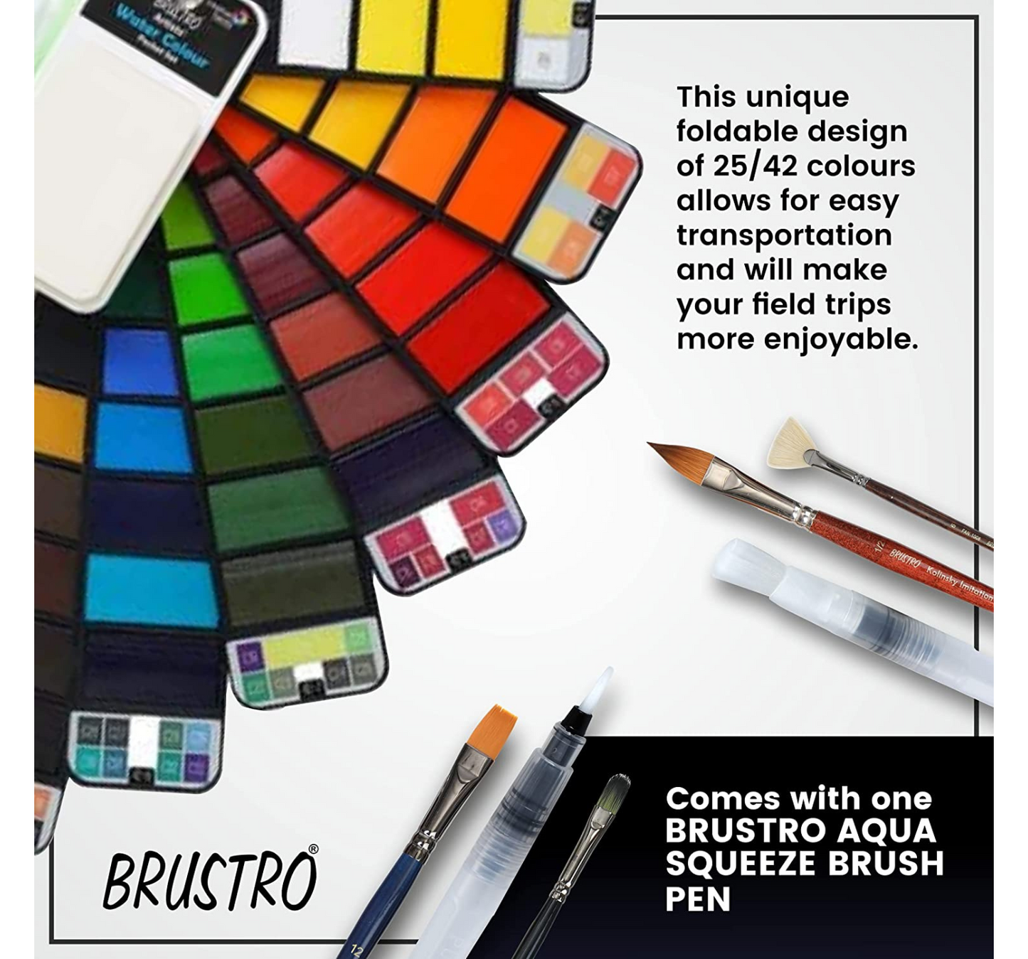Brustro Artists ’ Watercolour Pan (Set of 42) with its Paper, 14 X 21 cm.