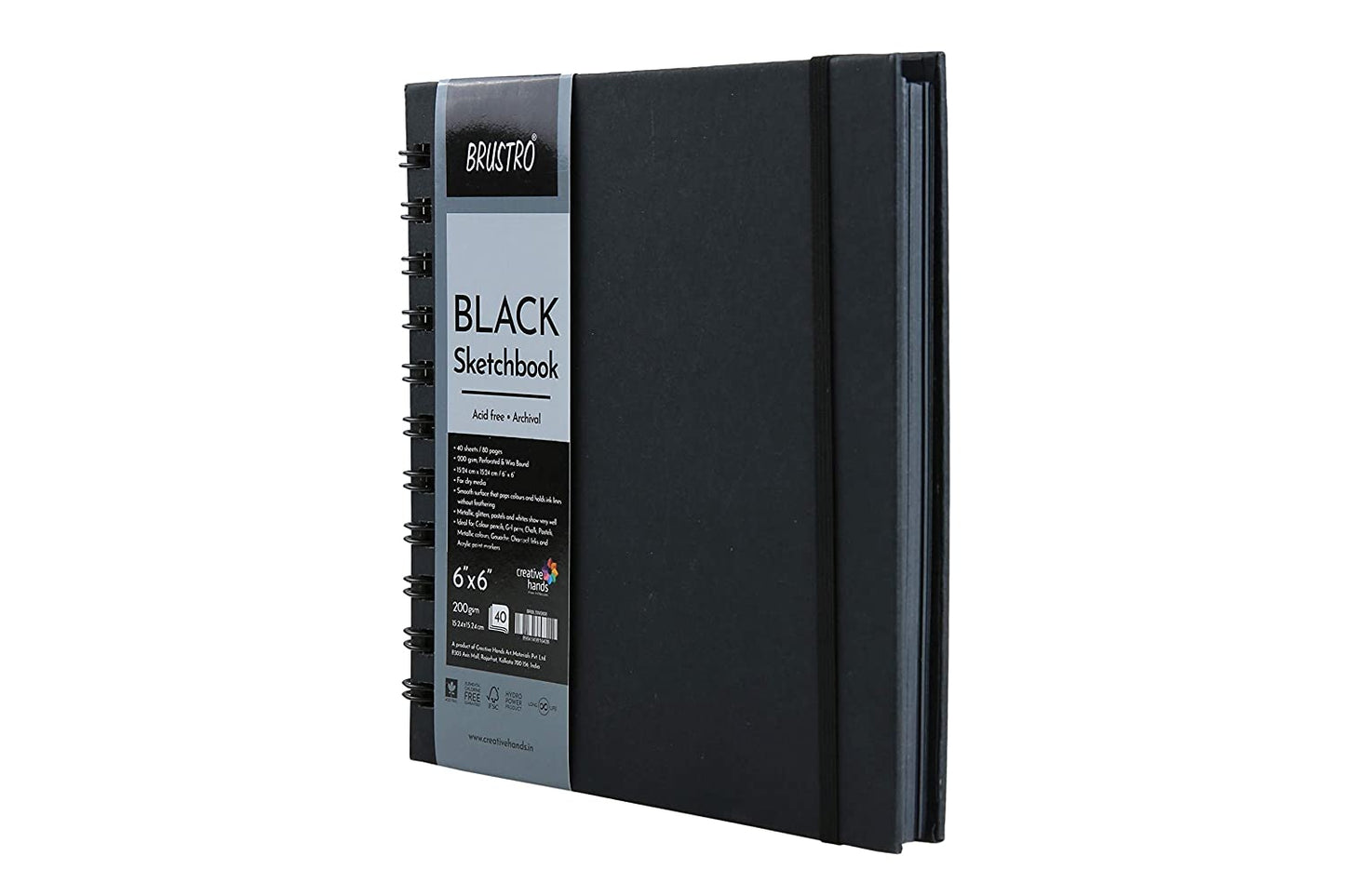 Brustro Black Sketchbook, Wiro Bound, Size A5, 200GSM (40 Sheets) 80 Pages